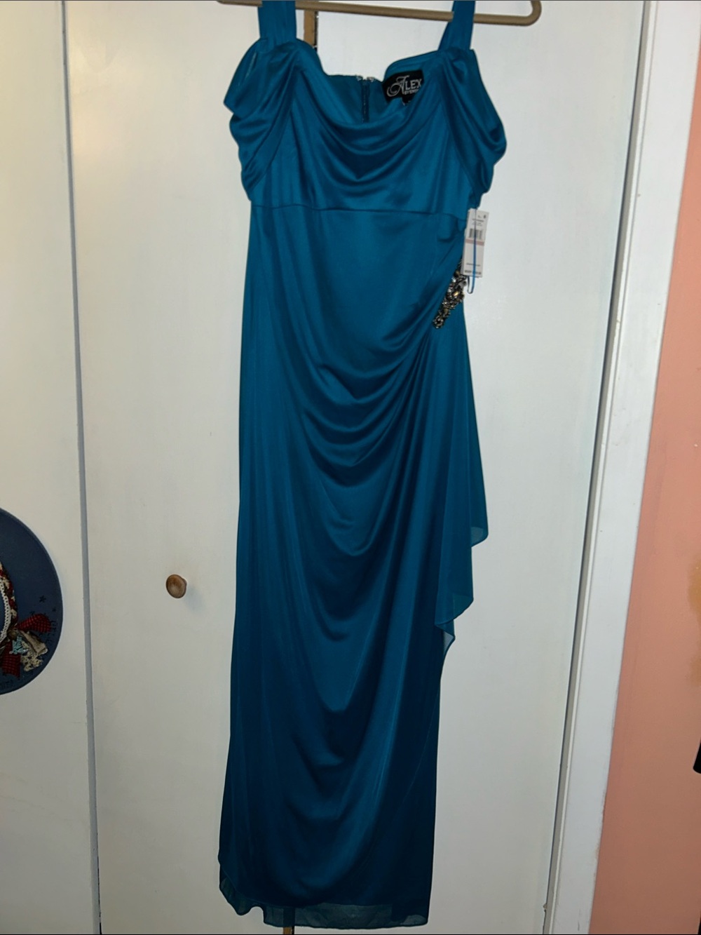 Alex Evenings Teal Evening Maxi Dress